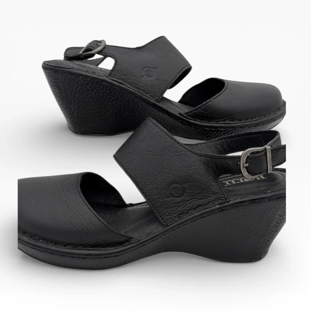 Born Women's Black Leather Slingback Clogs‎ Comfort Shoes Size 8 NWOT